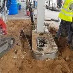 prepping the ground for petrol pump installation